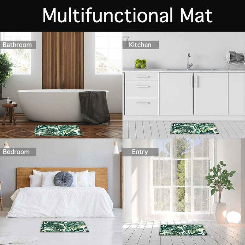 LIVILAN Green Leaf Bath Mat - 16" X 24" Tropical Bathroom Rug - Image 4